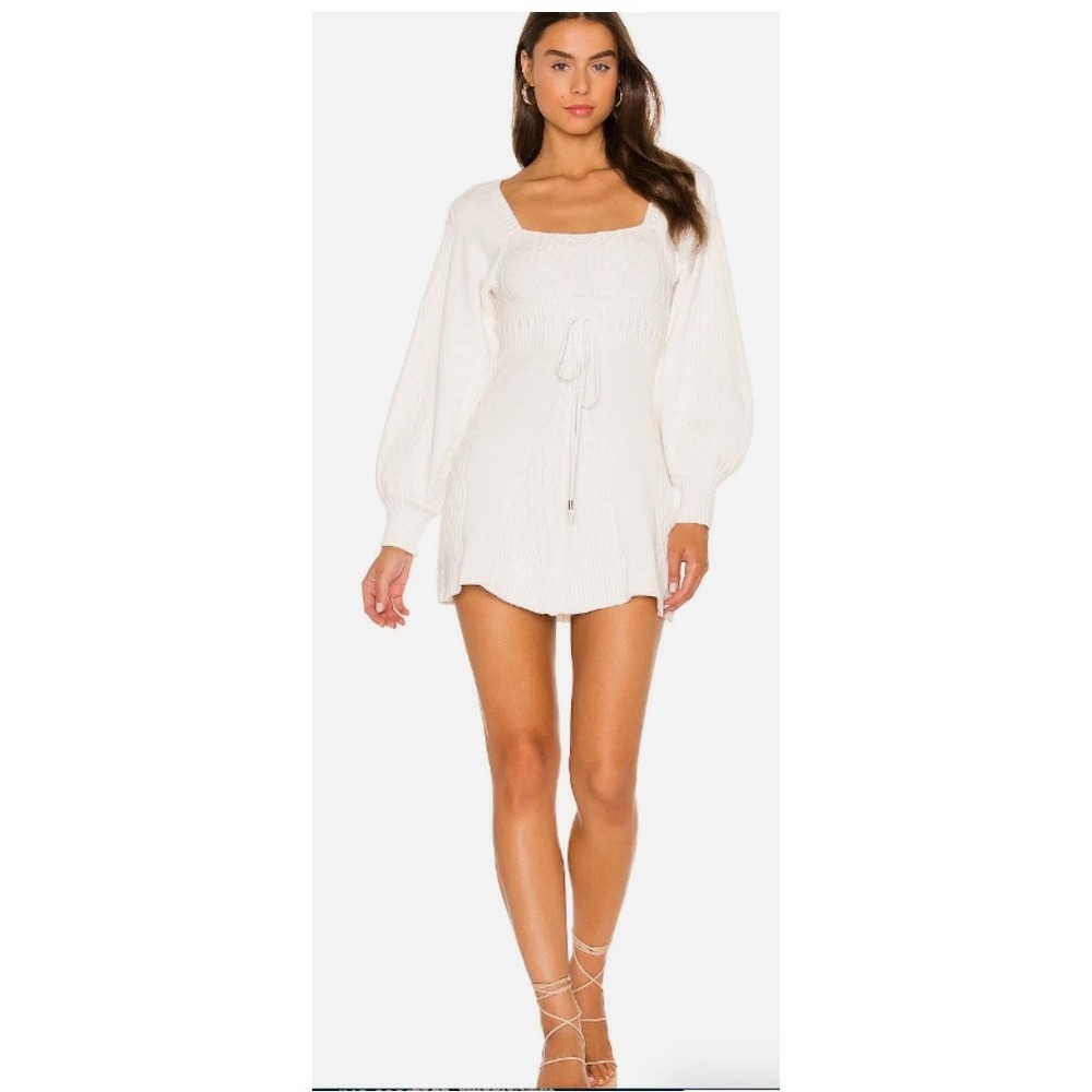 Free People Women's White Emmaline Knit Mini Sweater Dress Size Large NWT